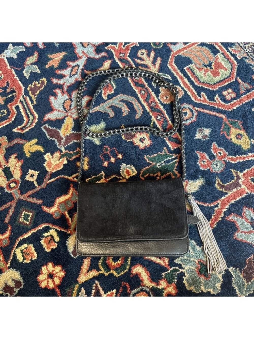 Aimee Kestenberg Black Cross Body Suede And Chain Leather Purse